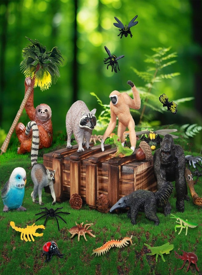 snaxuda 35 Pack Rainforest Animals Figures Set Animal Cake Decor Assorted Creatures Diorama Animals Model Trees for Birthday Party Favors, Piñata Fillers - Image 3